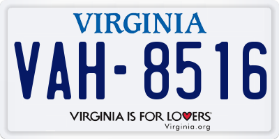 VA license plate VAH8516