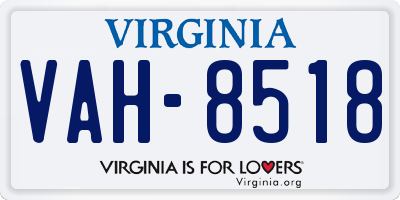 VA license plate VAH8518