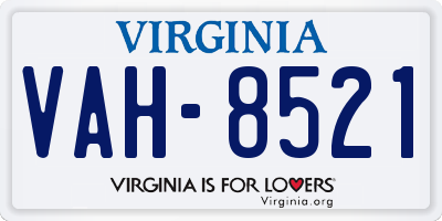 VA license plate VAH8521
