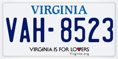 VA license plate VAH8523