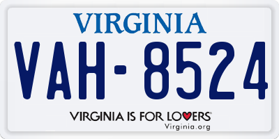 VA license plate VAH8524