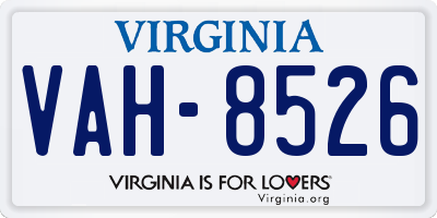 VA license plate VAH8526