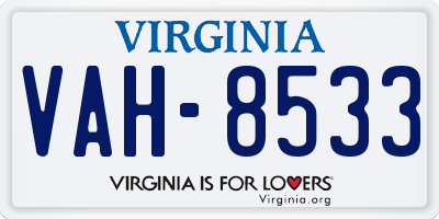 VA license plate VAH8533