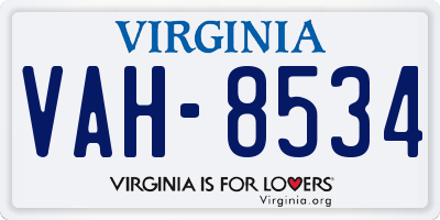 VA license plate VAH8534