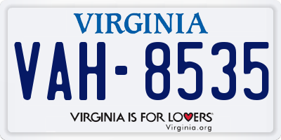 VA license plate VAH8535