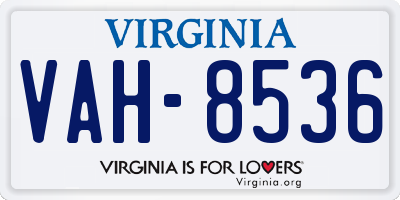 VA license plate VAH8536