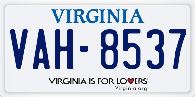 VA license plate VAH8537
