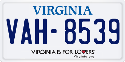 VA license plate VAH8539