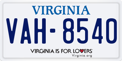 VA license plate VAH8540