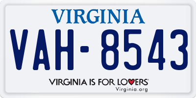 VA license plate VAH8543