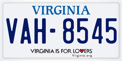 VA license plate VAH8545