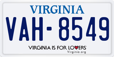 VA license plate VAH8549