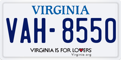 VA license plate VAH8550
