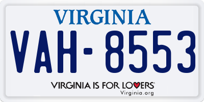 VA license plate VAH8553