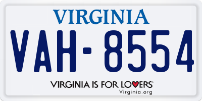 VA license plate VAH8554
