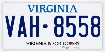 VA license plate VAH8558