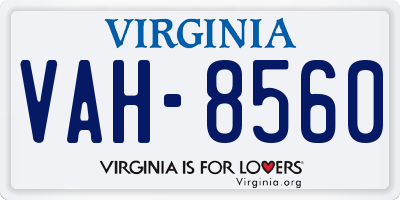 VA license plate VAH8560