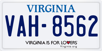 VA license plate VAH8562