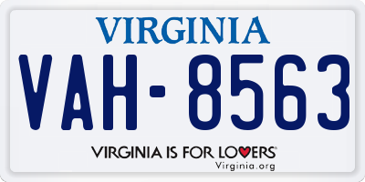 VA license plate VAH8563