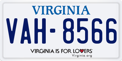 VA license plate VAH8566