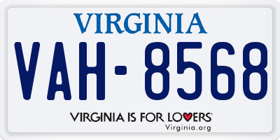 VA license plate VAH8568