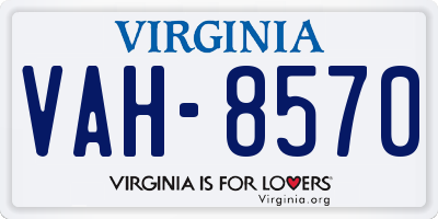 VA license plate VAH8570