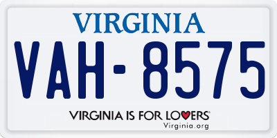 VA license plate VAH8575