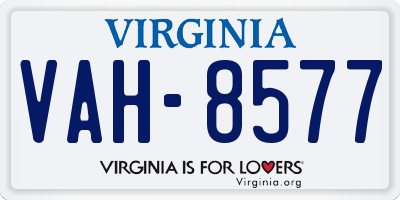 VA license plate VAH8577