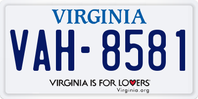 VA license plate VAH8581