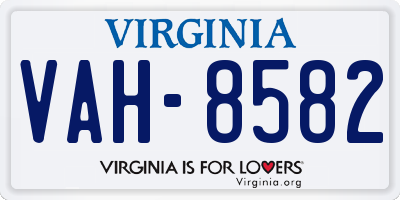 VA license plate VAH8582
