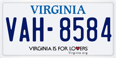 VA license plate VAH8584