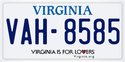 VA license plate VAH8585