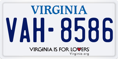 VA license plate VAH8586