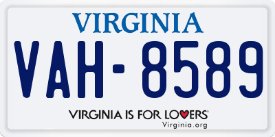 VA license plate VAH8589