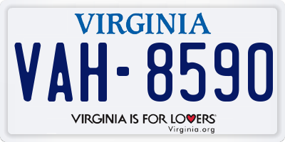 VA license plate VAH8590