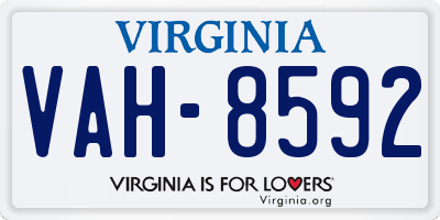 VA license plate VAH8592