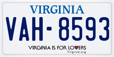 VA license plate VAH8593