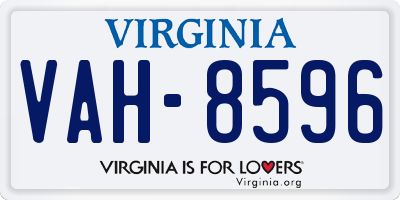 VA license plate VAH8596