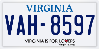 VA license plate VAH8597