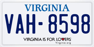 VA license plate VAH8598