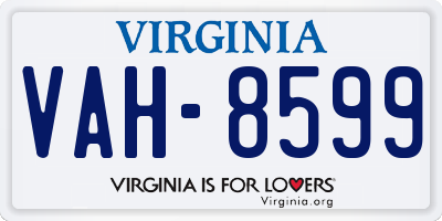 VA license plate VAH8599