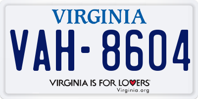 VA license plate VAH8604