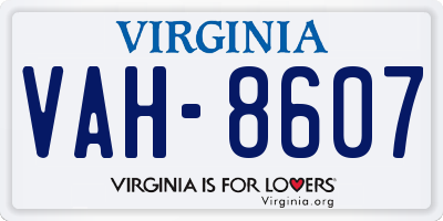 VA license plate VAH8607