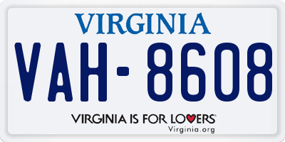 VA license plate VAH8608