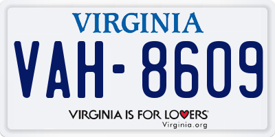 VA license plate VAH8609