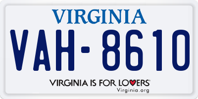 VA license plate VAH8610