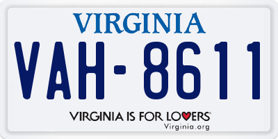 VA license plate VAH8611