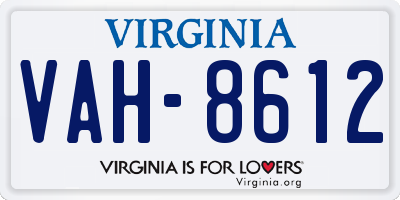 VA license plate VAH8612