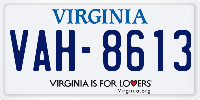 VA license plate VAH8613