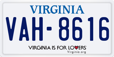 VA license plate VAH8616